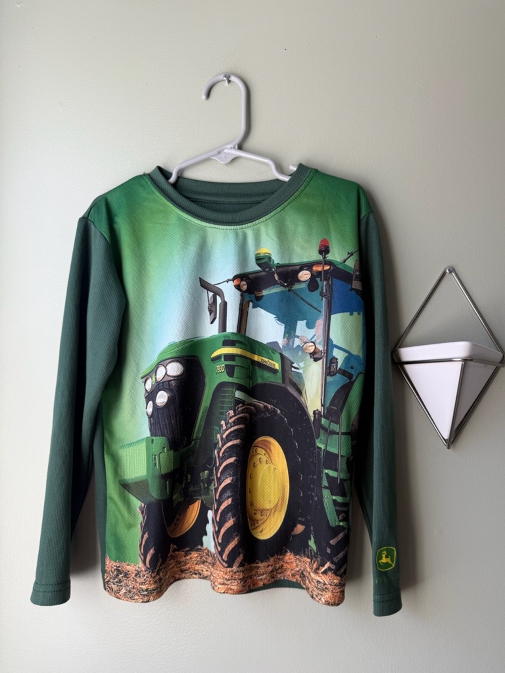 John Deere Green & Yellow Tractor Print Long-Sleeve Tee